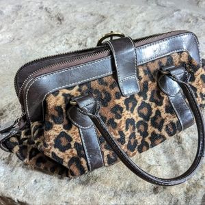 Leopard and leather purse
